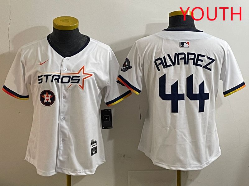 Youth Houston Astros #44 Alvarez White three generations Joint Name Nike 2025 MLB Jersey style 12